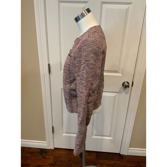 Theory Pink, Blue & White Tweed Zip-Up Jacket, Size 10 - Picture 5 of 7
